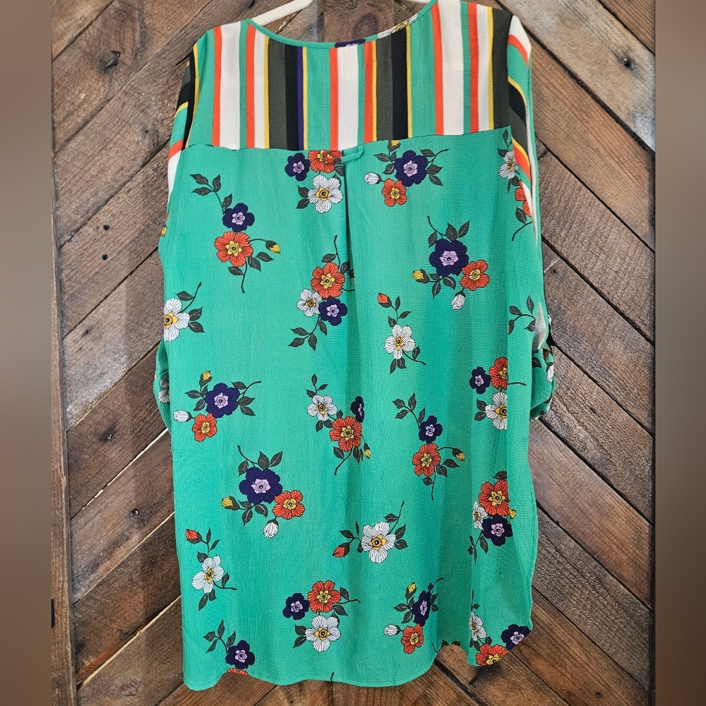 Fig and Flower Colorful Striped Blouse Sz 2X Crepe Material Euc - Picture 2 of 8